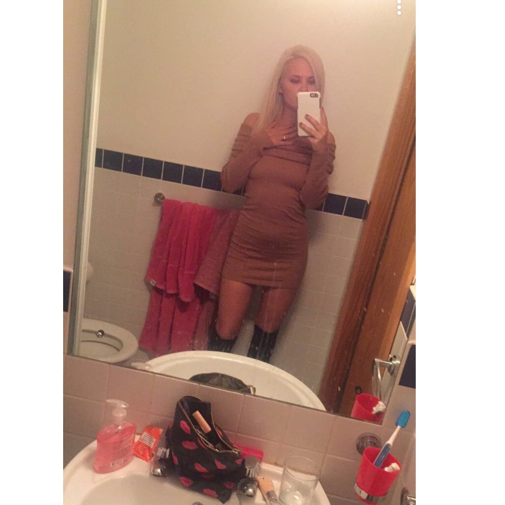 Off the shoulder long sleeved dress